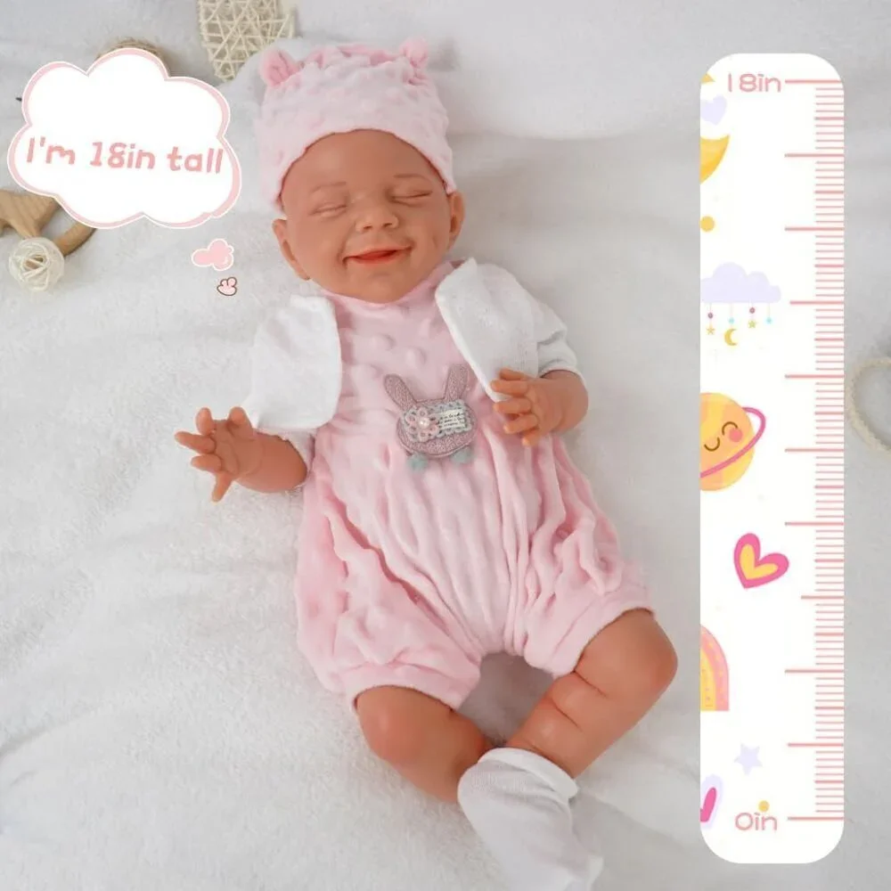 🆕18 Inch Realistic Full Body Silicone Reborn wheaten Baby Girl Sleeping Dolls